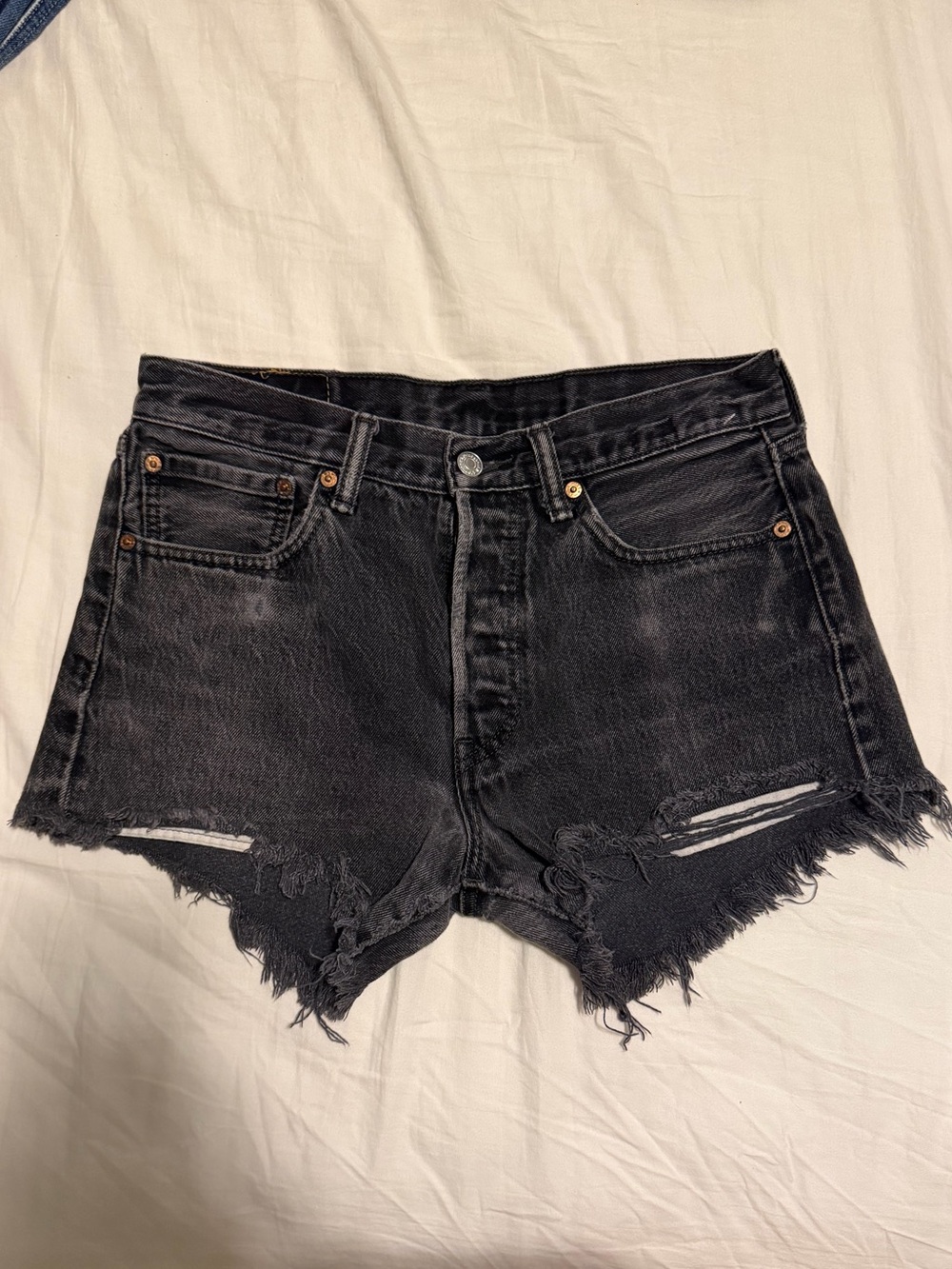 Levi's Black Distressed Cutoff Denim Shorts